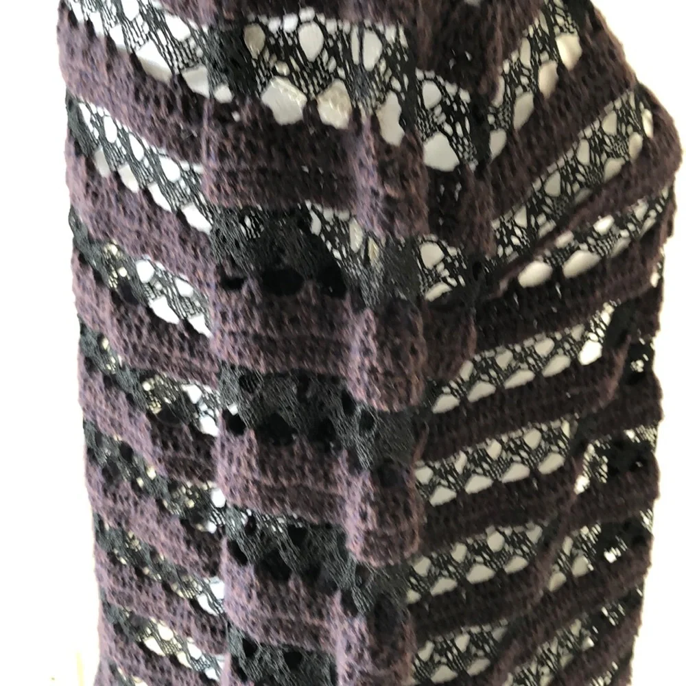 CHANEL cashmere black purple sweater 42